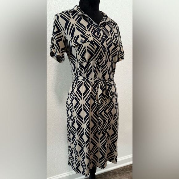 EnFocus Studio Geometric Black/Cream Dress, Work, Office Attire, Size 8 - Picture 1 of 9